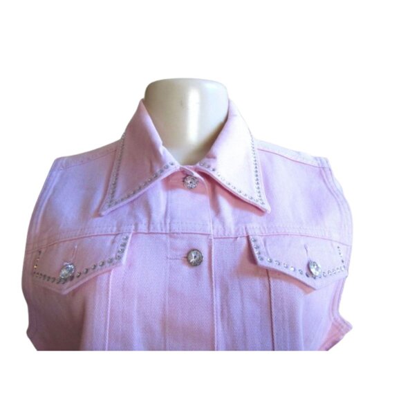 New w Tags, Christine Alexander Pink Cotton Vest w Swarovski Crystals Large - Picture 3 of 7